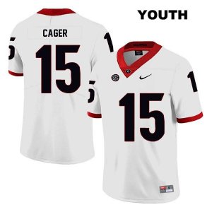 Youth Georgia Bulldogs NCAA #15 Lawrence Cager Nike Stitched White Legend Authentic College Football Jersey SUX0254WJ